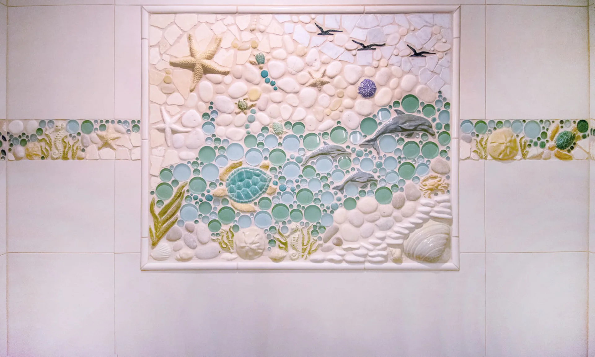 artistic shower tile mural