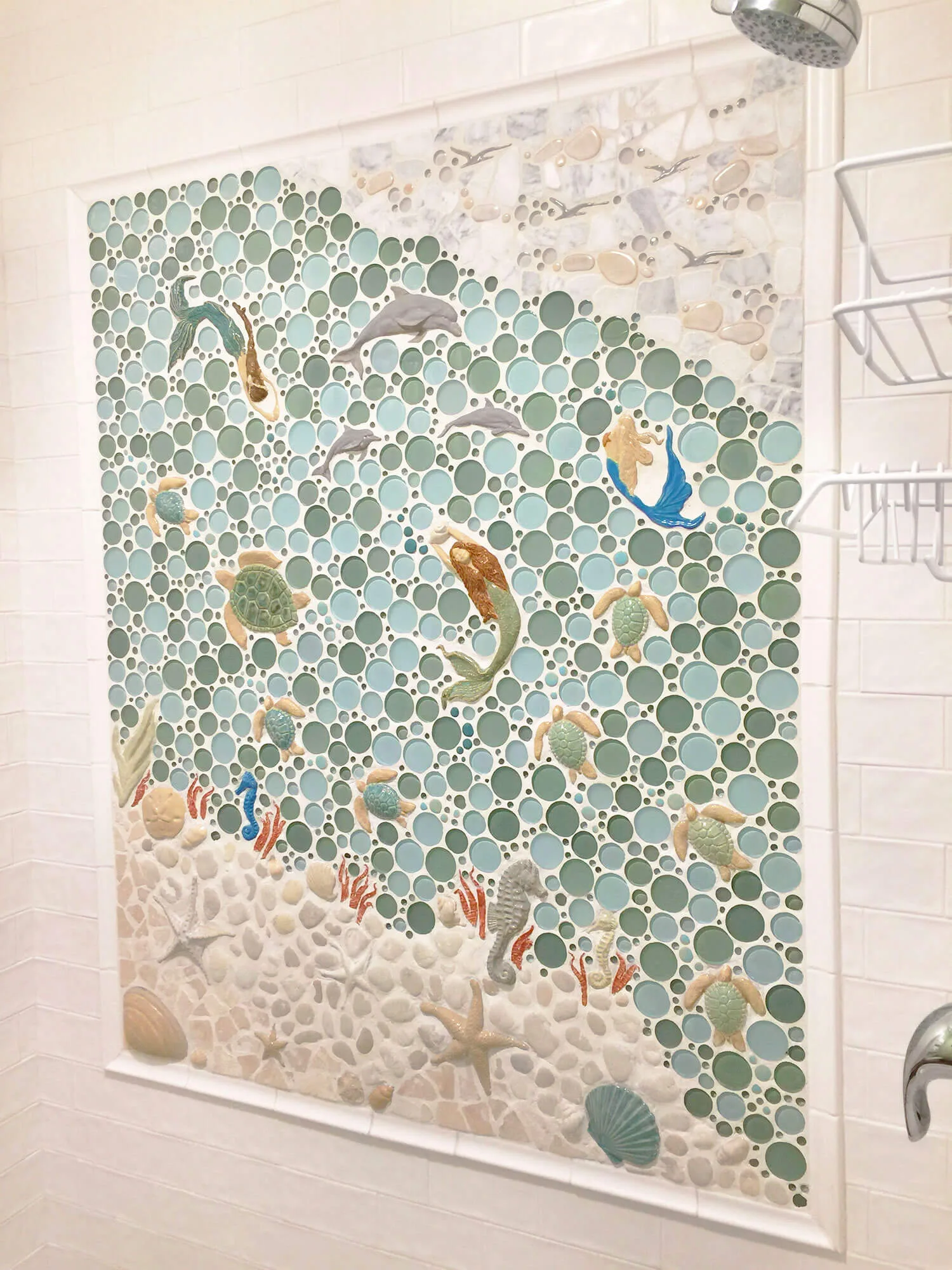 bathroom beach scene tile mural