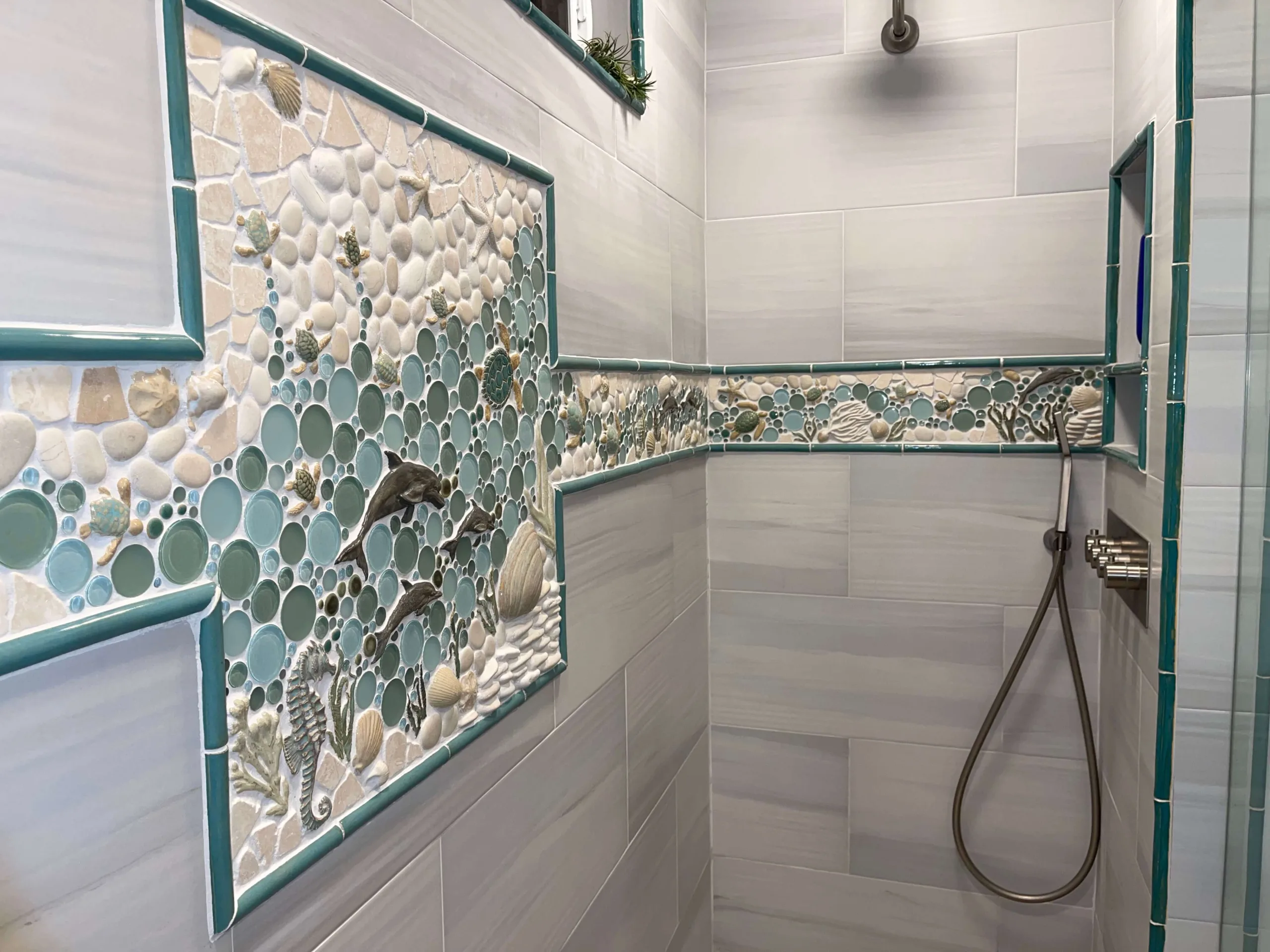 bathroom shower nautical mosaic tile