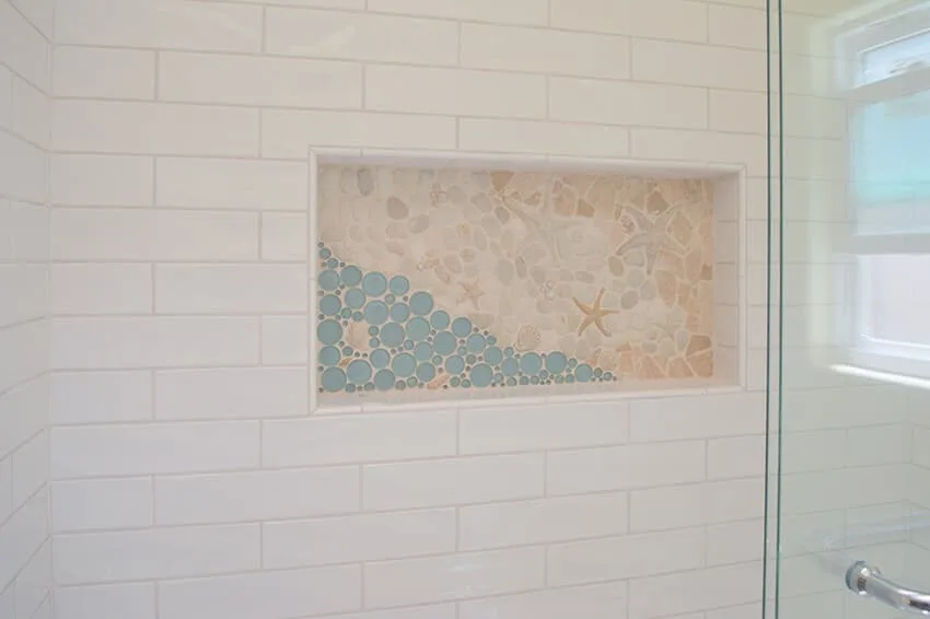 coastal modern mosaic bathroom shower tile
