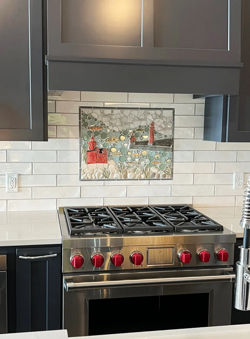 custom lighthouse kitchen tile mural