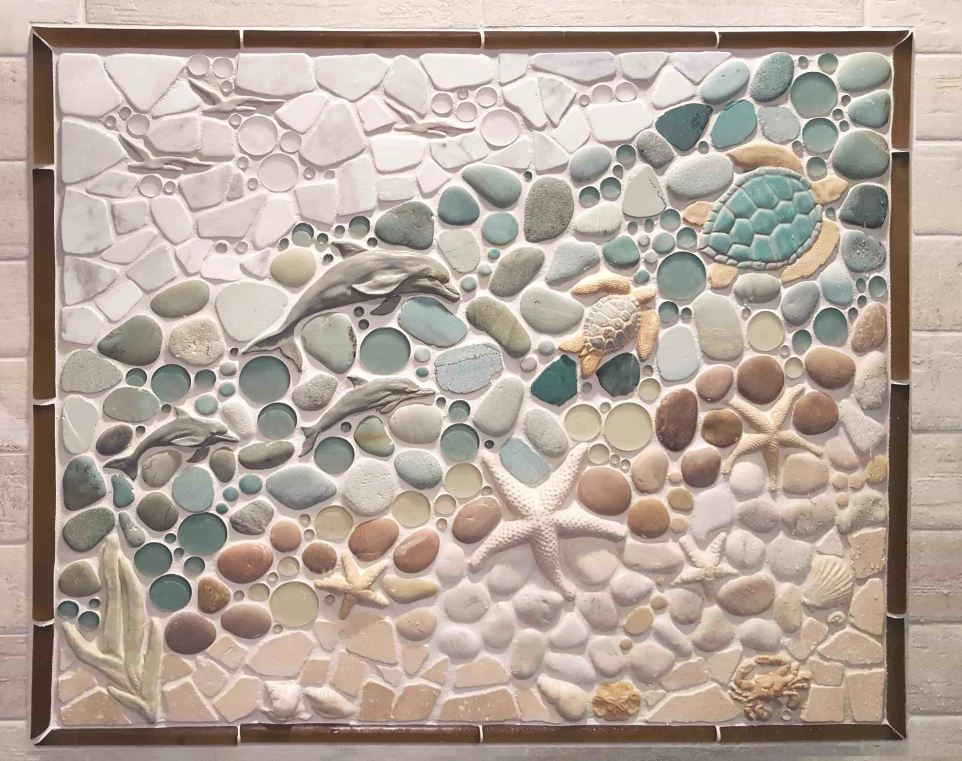 dolphins ocean tile mural