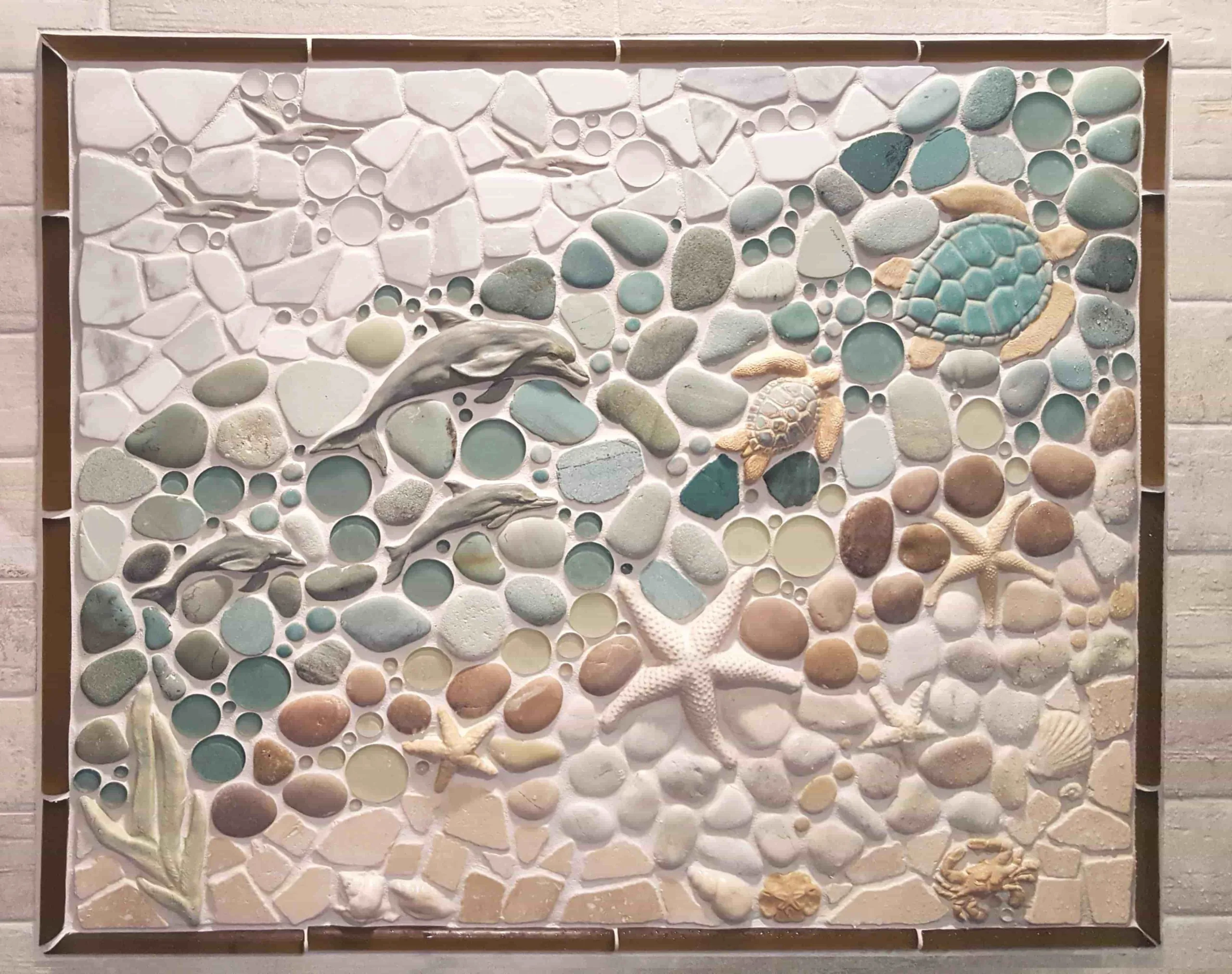 dolphins ocean tile mural