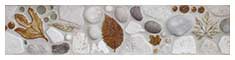 4"x18" "Fallen Leaves - Neutral" mosaic tile border from the Lake, Pond, & River Dog Tile Collection by Wet Dog Tile Co.