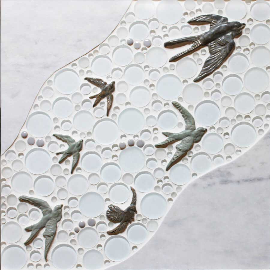 18"x18" "Free Bird" mosaic tile mural from the Lake, Pond, & River Dog Tile Collection by Wet Dog Tile Co.