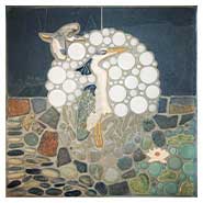 18"x18" "In the Moonlight" mosaic tile mural from the Lake, Pond, & River Dog Tile Collection by Wet Dog Tile Co.