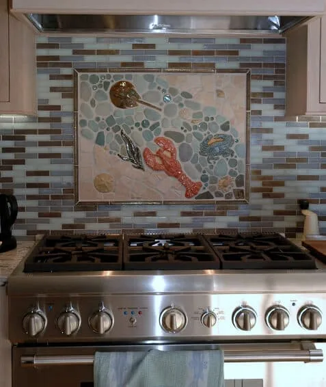 kitchen backsplash tile art mural