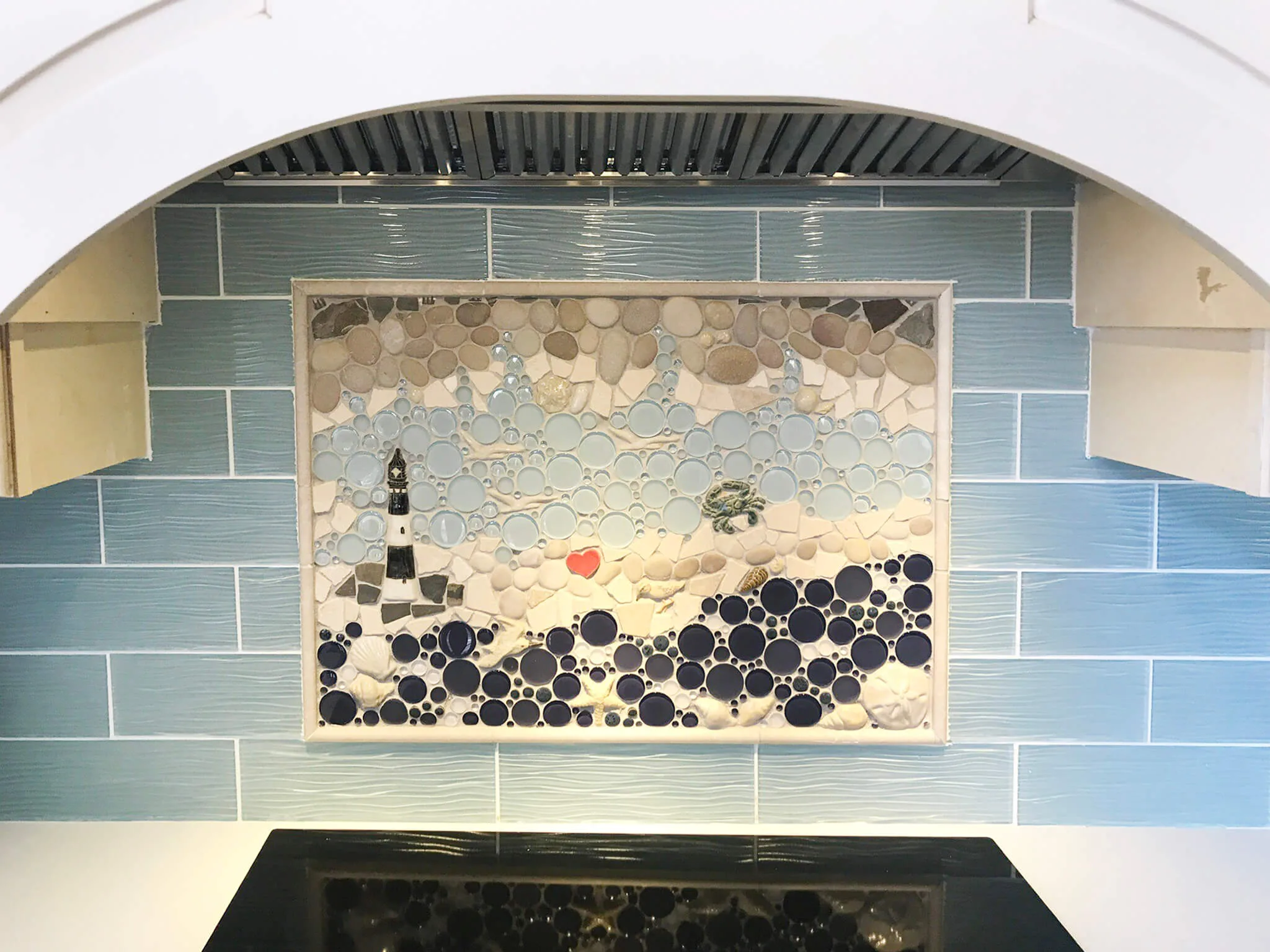 lighthouse shore tile mural design