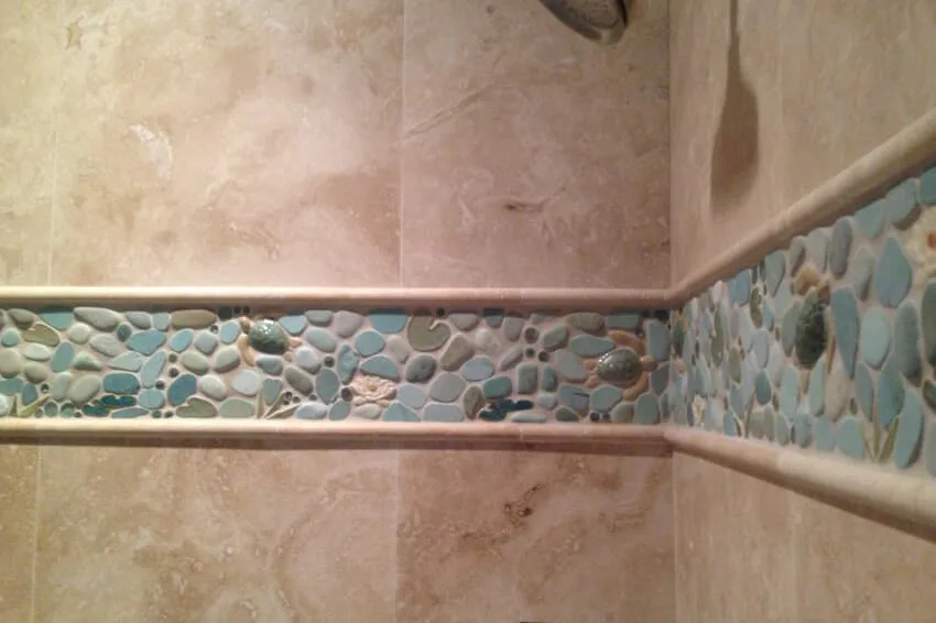 lily pad mosaic tile shower border