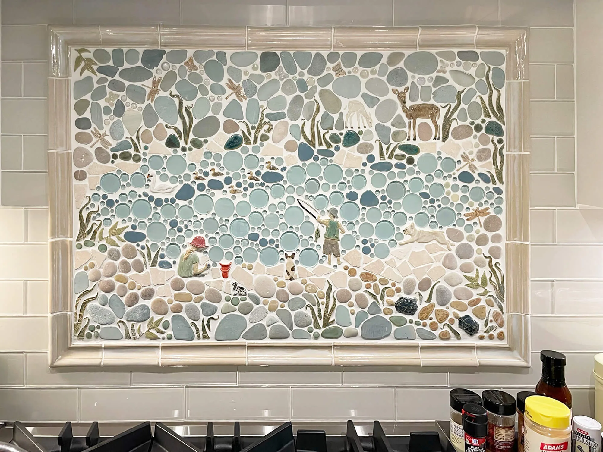 meadow scene kitchen backsplash mural
