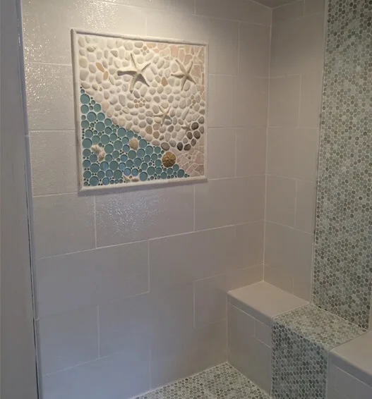nautical starfish mural bathroom tile