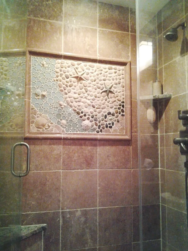nautical tile mural shower wall