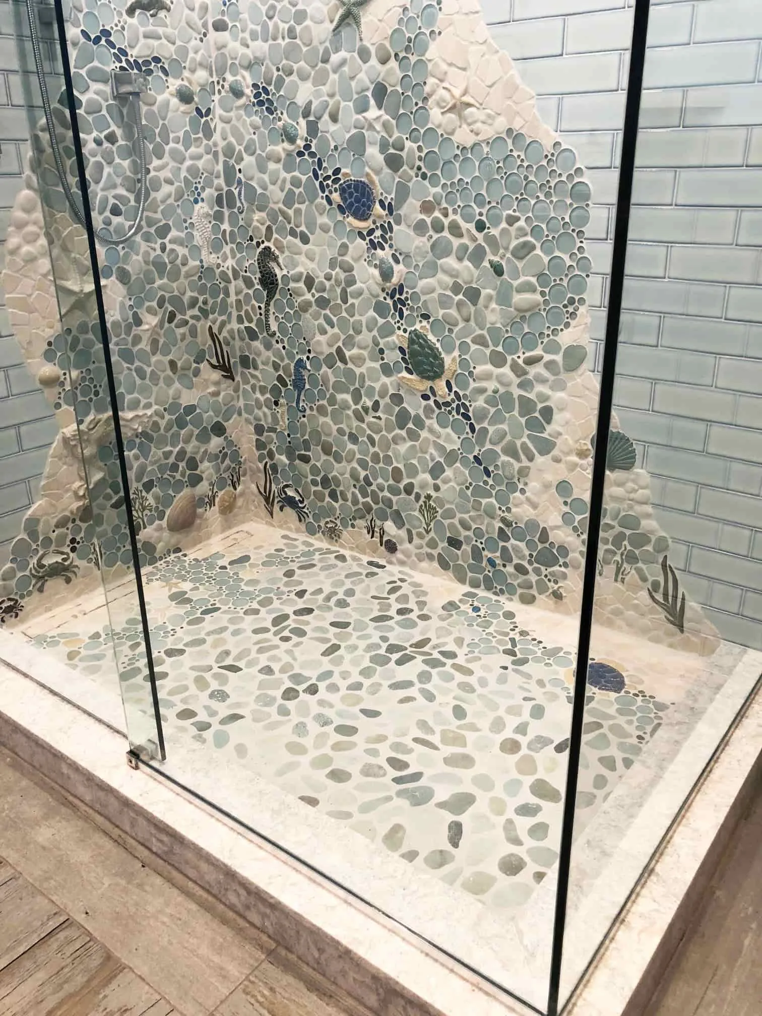 nautical turtle tile shower walls
