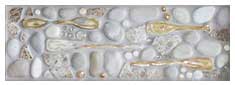 6"x18" "Old Oars" mosaic tile border from the Lake, Pond, & River Dog Tile Collection by Wet Dog Tile Co.