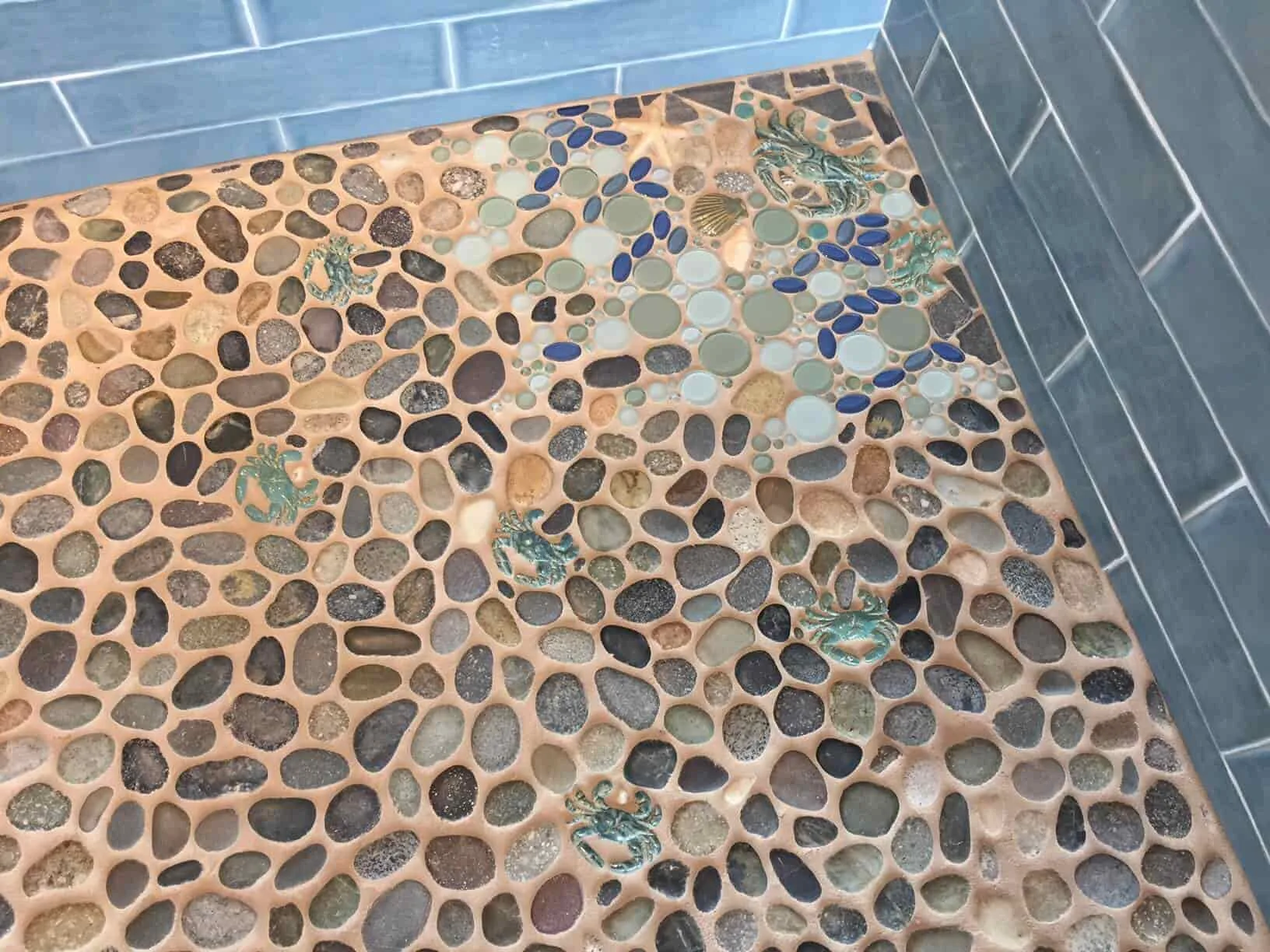 pebble mosaic shower floor tile
