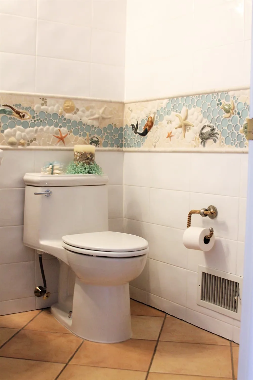 powder room wainscot tile