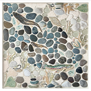 18"x18" "River Run" mosaic tile mural from the Lake, Pond, & River Dog Tile Collection by Wet Dog Tile Co.