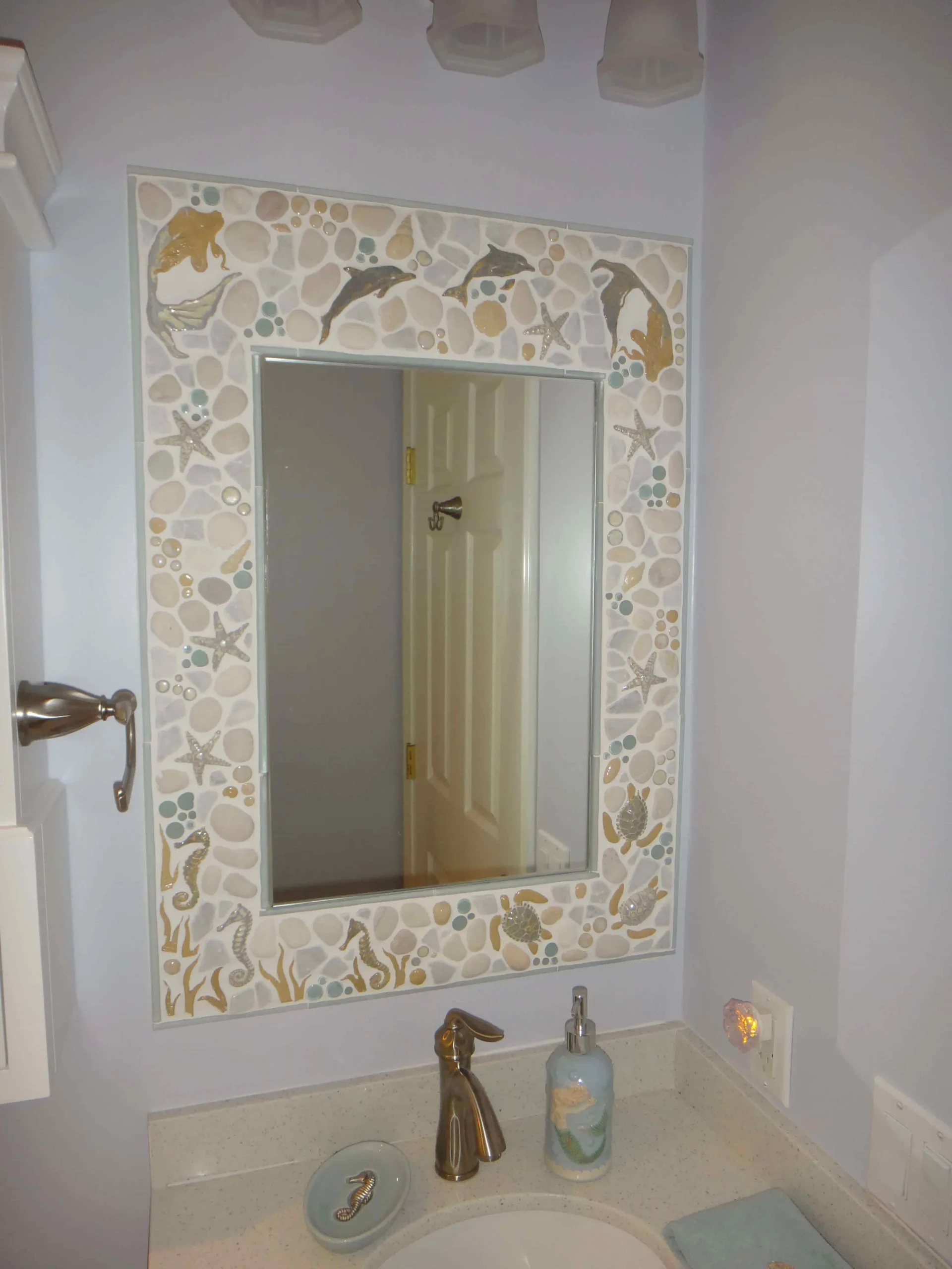 seaside mirror surround tile