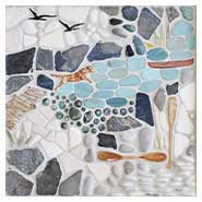 18"x18" "Those Summer Days" mosaic tile mural from the Lake, Pond, & River Dog Tile Collection by Wet Dog Tile Co.