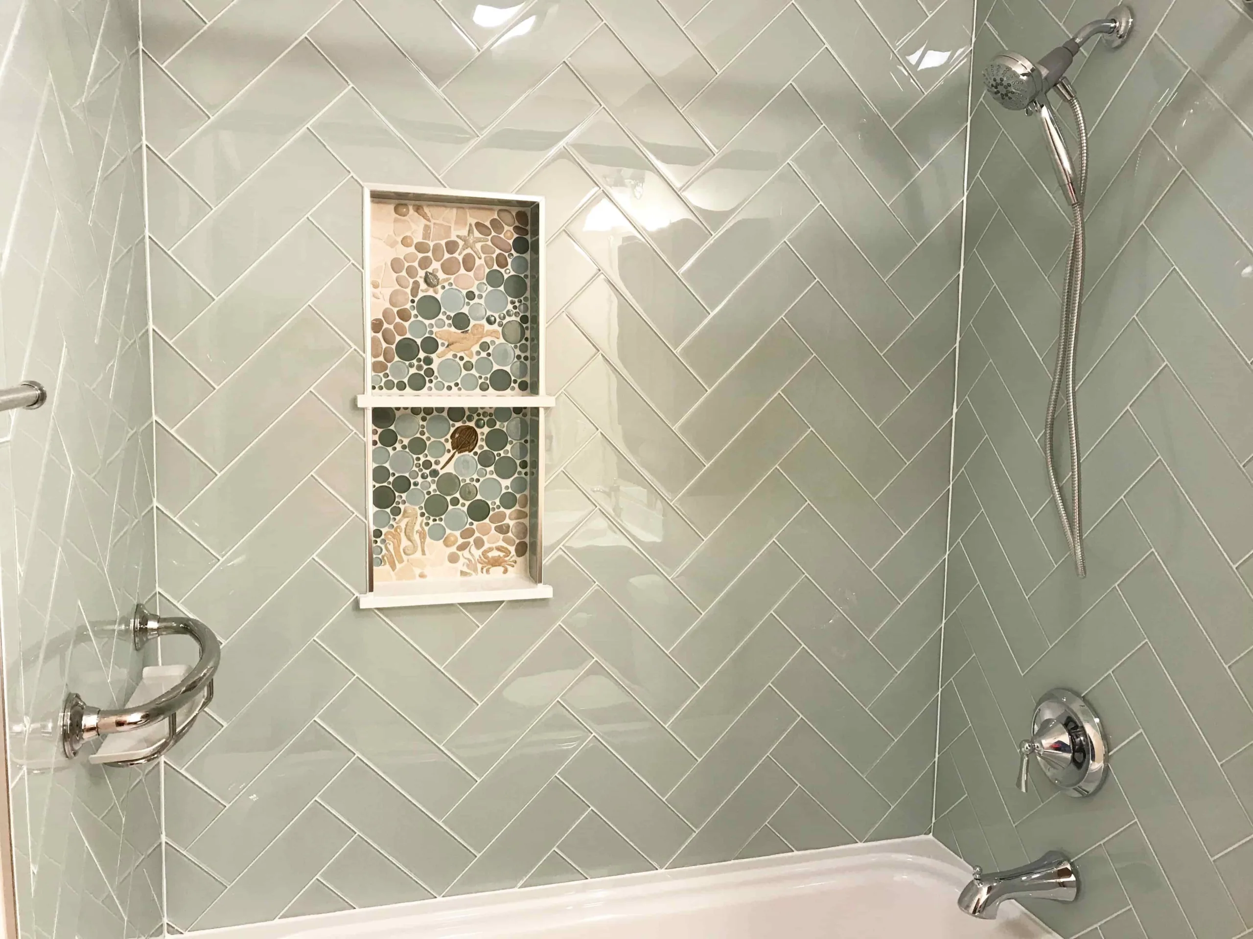 tile mural shower niche