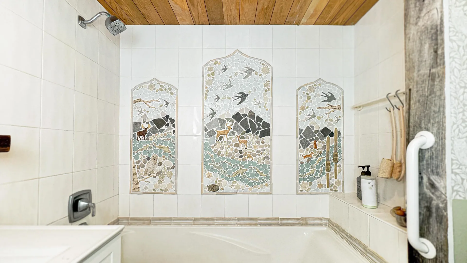 winter mountain bathroom tiles mural