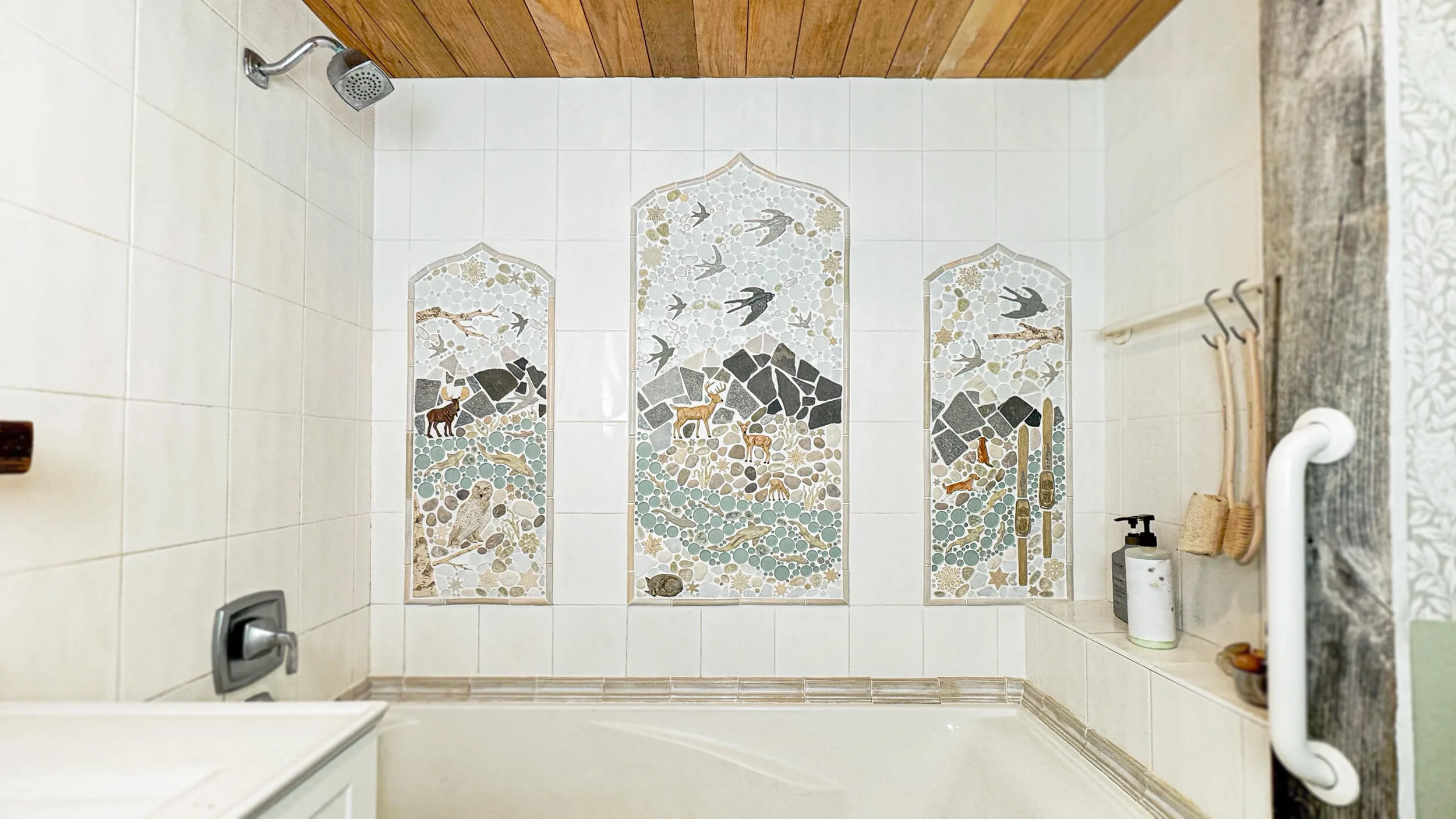 winter mountain bathroom tiles mural