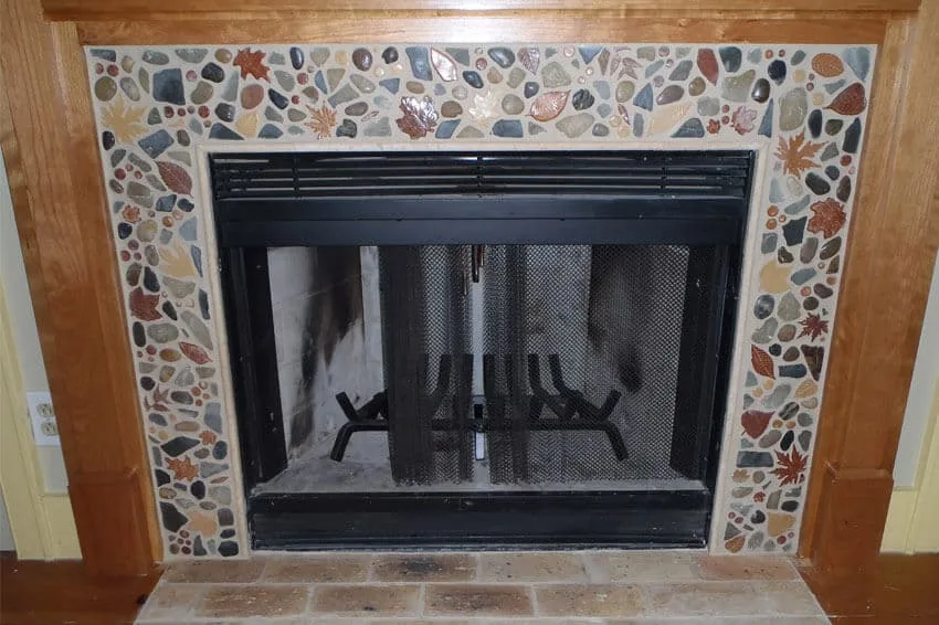 autumn leaves fireplace tile surround