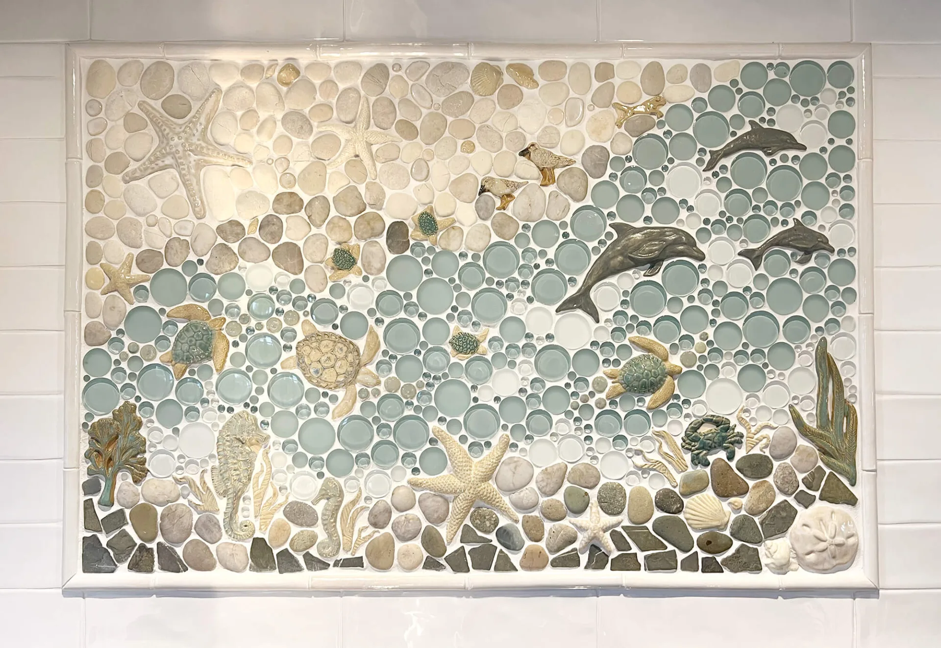 beach home mosaic tile mural