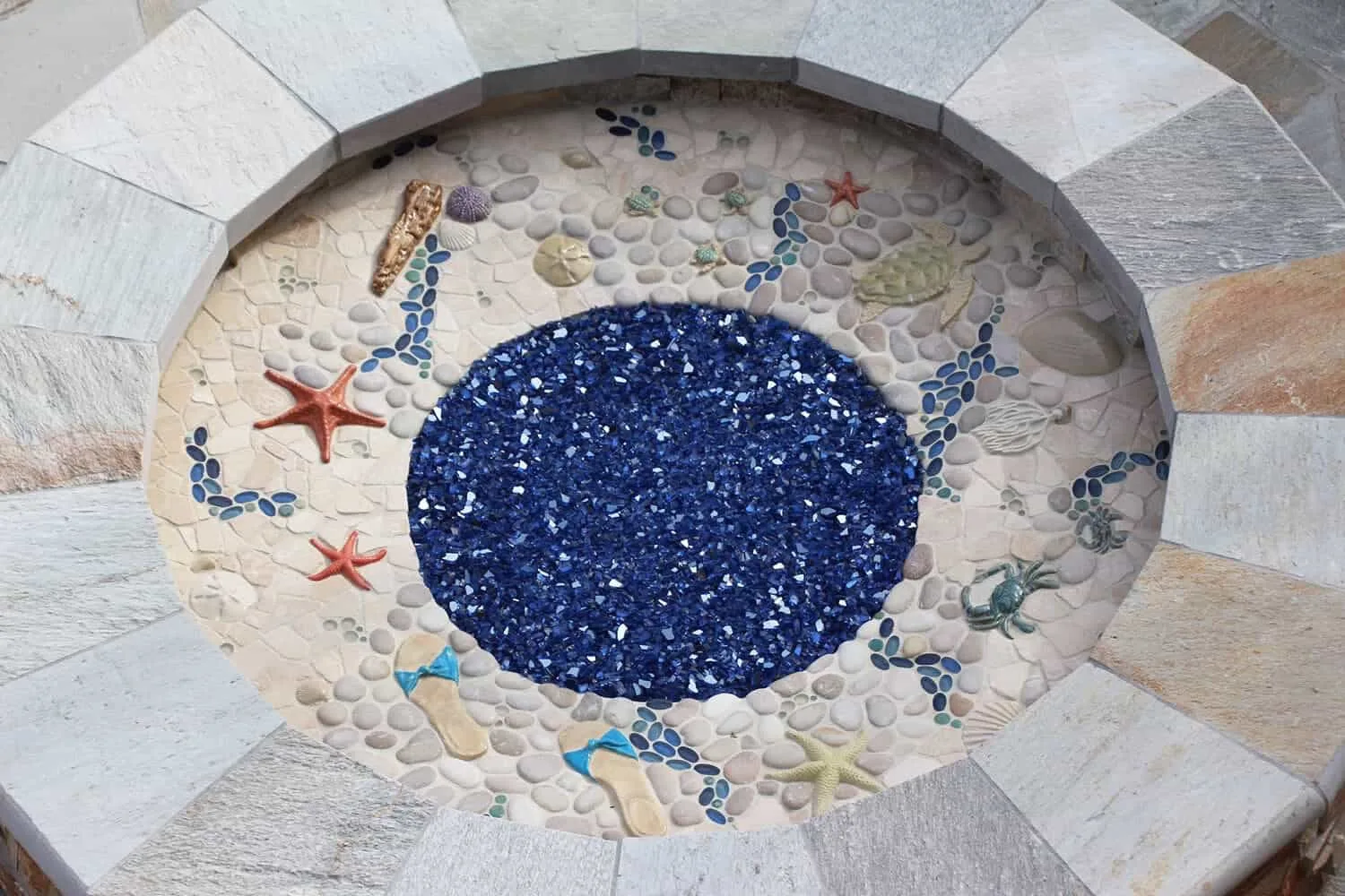 circular fireplace tile design