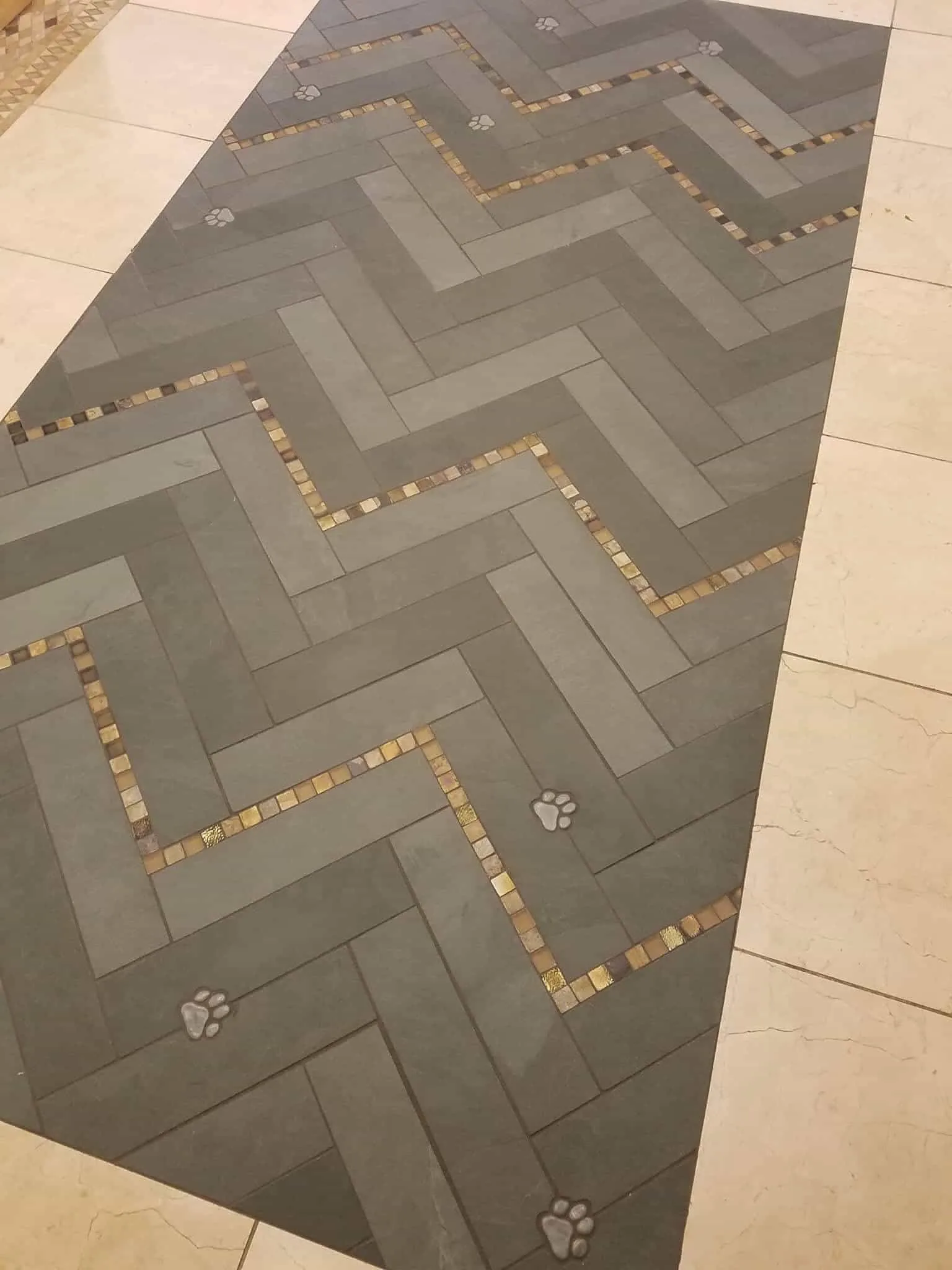 commercial tile floor inlay
