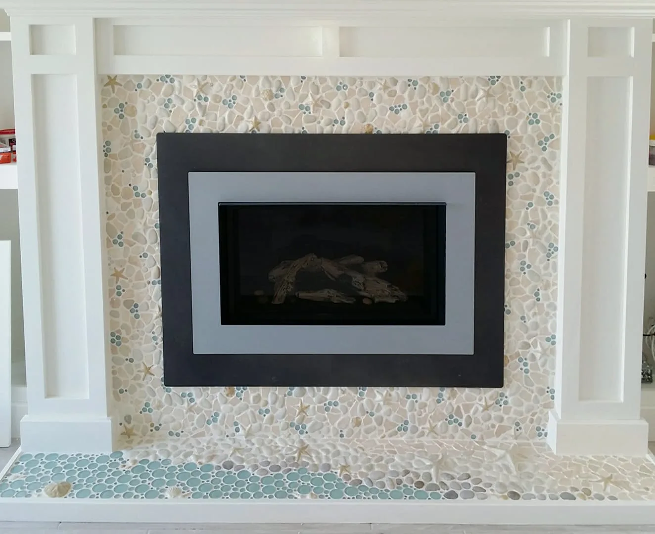 farmhouse coastal fireplace tile