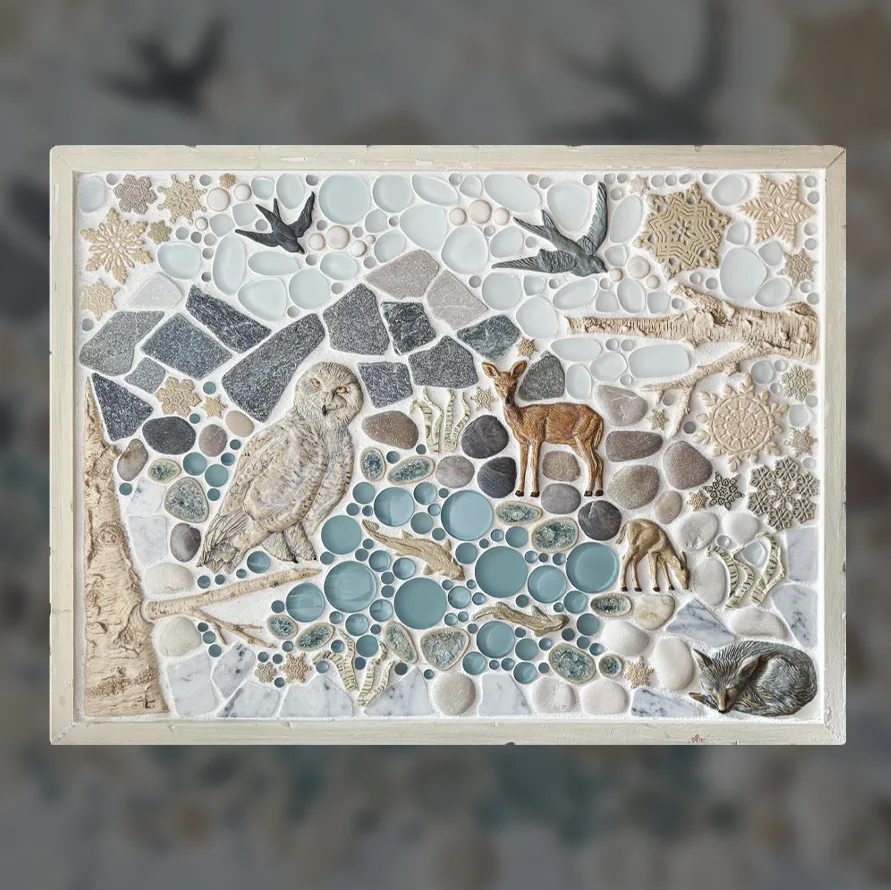 mural after the snow framed tile