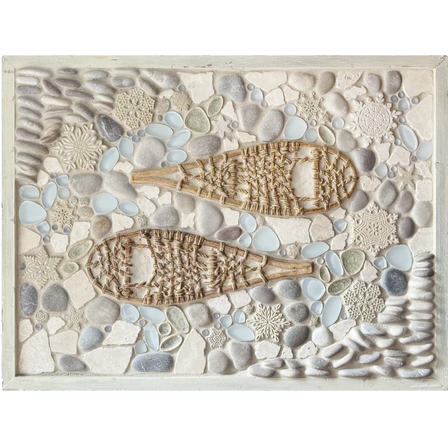"A Walk in the Snow" Framed Tile Mosaic Mural 1 A Walk in the Snow framed mosaic tile mural