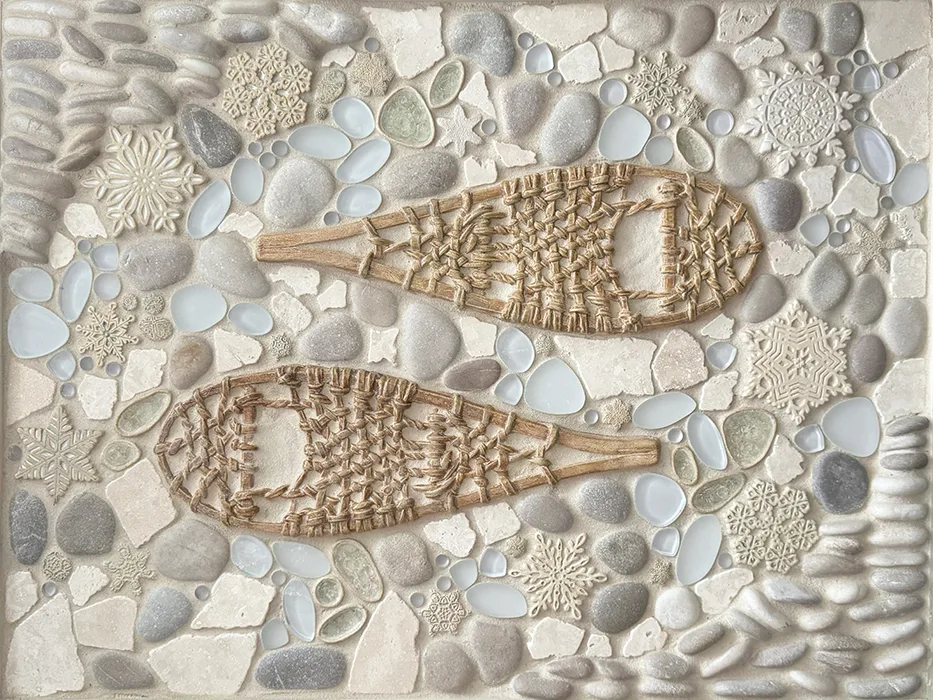 "A Walk in the Snow" Framed Tile Mosaic Mural 2 A Walk in the Snow framed mosaic tile mural