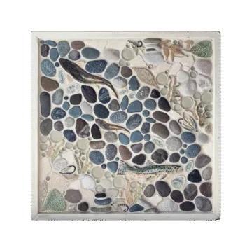 River Run framed mosaic tile mural