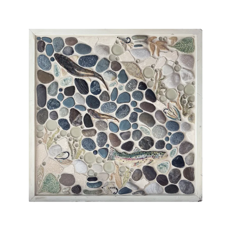 "River Run" Framed Tile Mosaic Mural 1 River Run framed mosaic tile mural