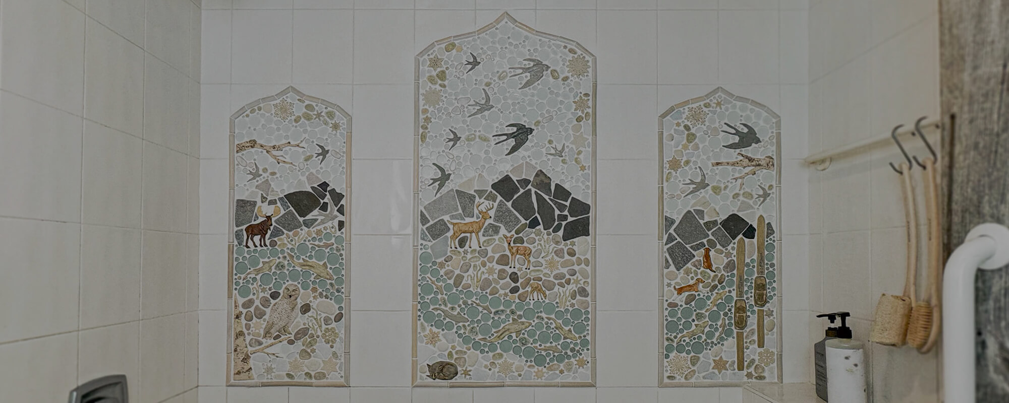 winter mountain bathroom tiles mural