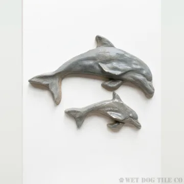 handmade custom glazed ceramic 7 inch large dolphin tiles