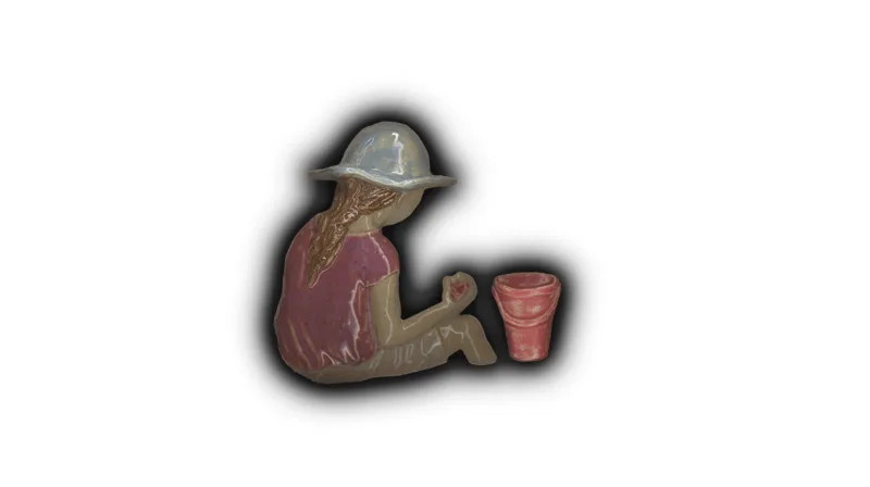 Girl with Pail - 4" Glazed Ceramic Tile