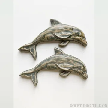 handmade custom glazed ceramic 7 inch large dolphin tiles