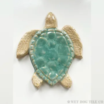 Large Flat Sea Turtle - 6" Glazed Ceramic Tile