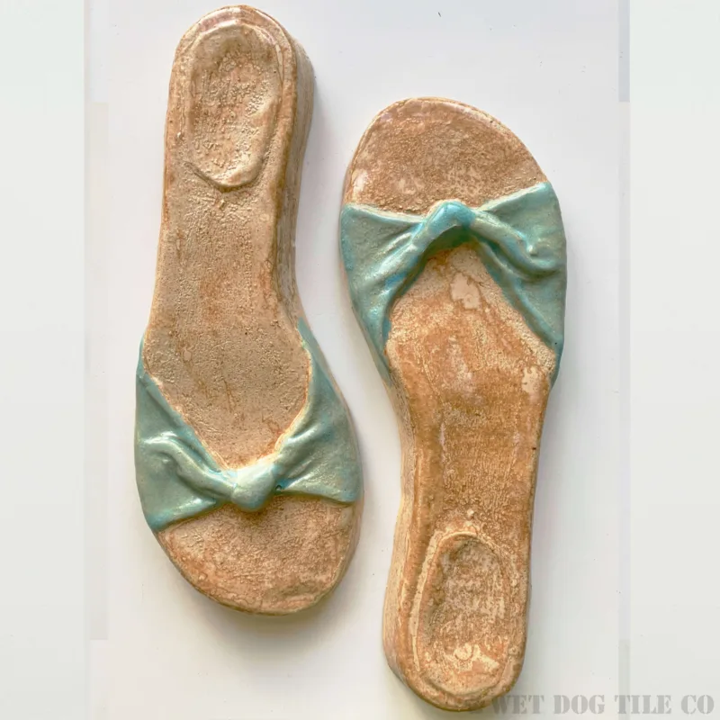 Large Flip Flops - 8" Glazed Ceramic Tiles