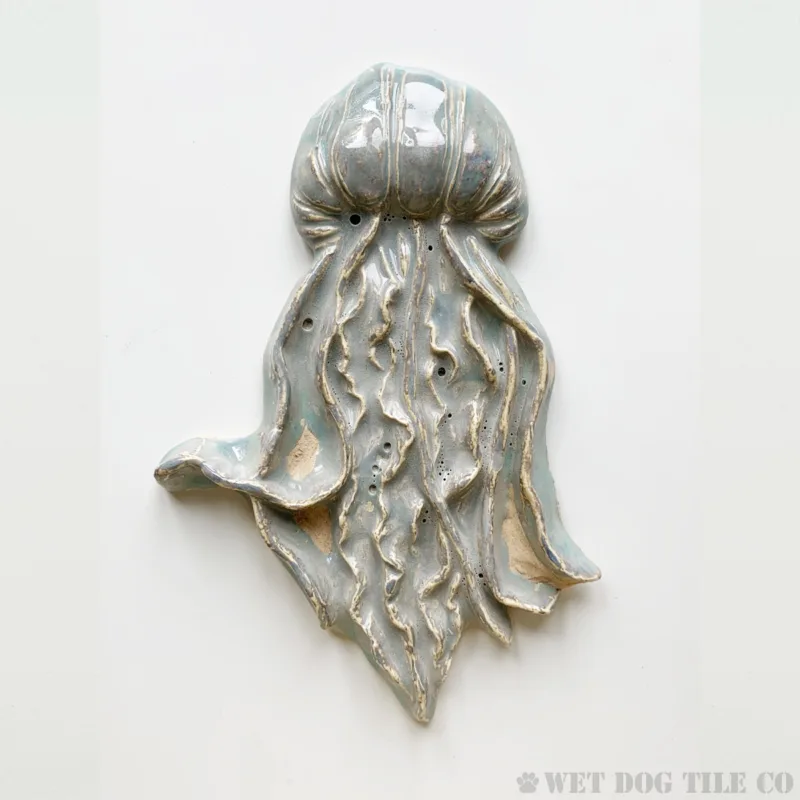 Large Jellyfish - 8" Glazed Ceramic Tile