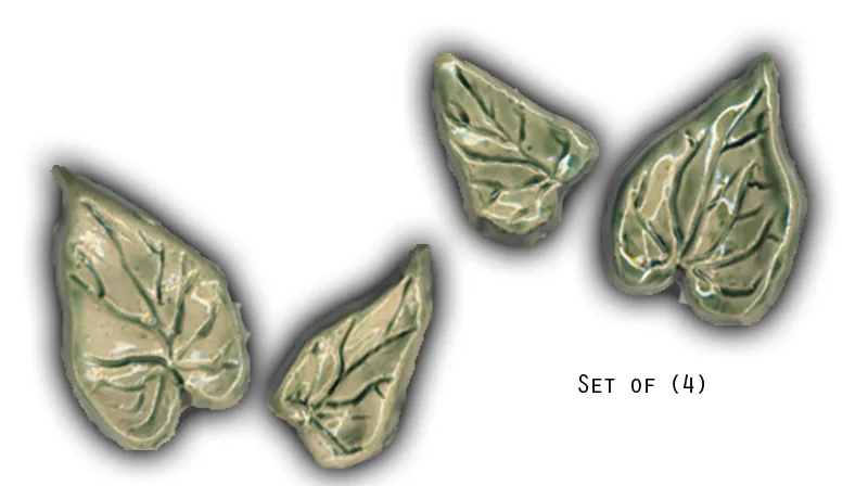 Morning Glory Leaves - 2" Glazed Ceramic Tiles 1 Morning Glory Leaves - 2" Glazed Ceramic Tiles