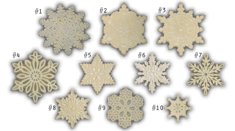 Snowflakes (Neutrals) - 2"-3.5" Glazed Ceramic Tiles 1 Snowflakes (Neutrals) - 2"-3.5" Glazed Ceramic Tiles