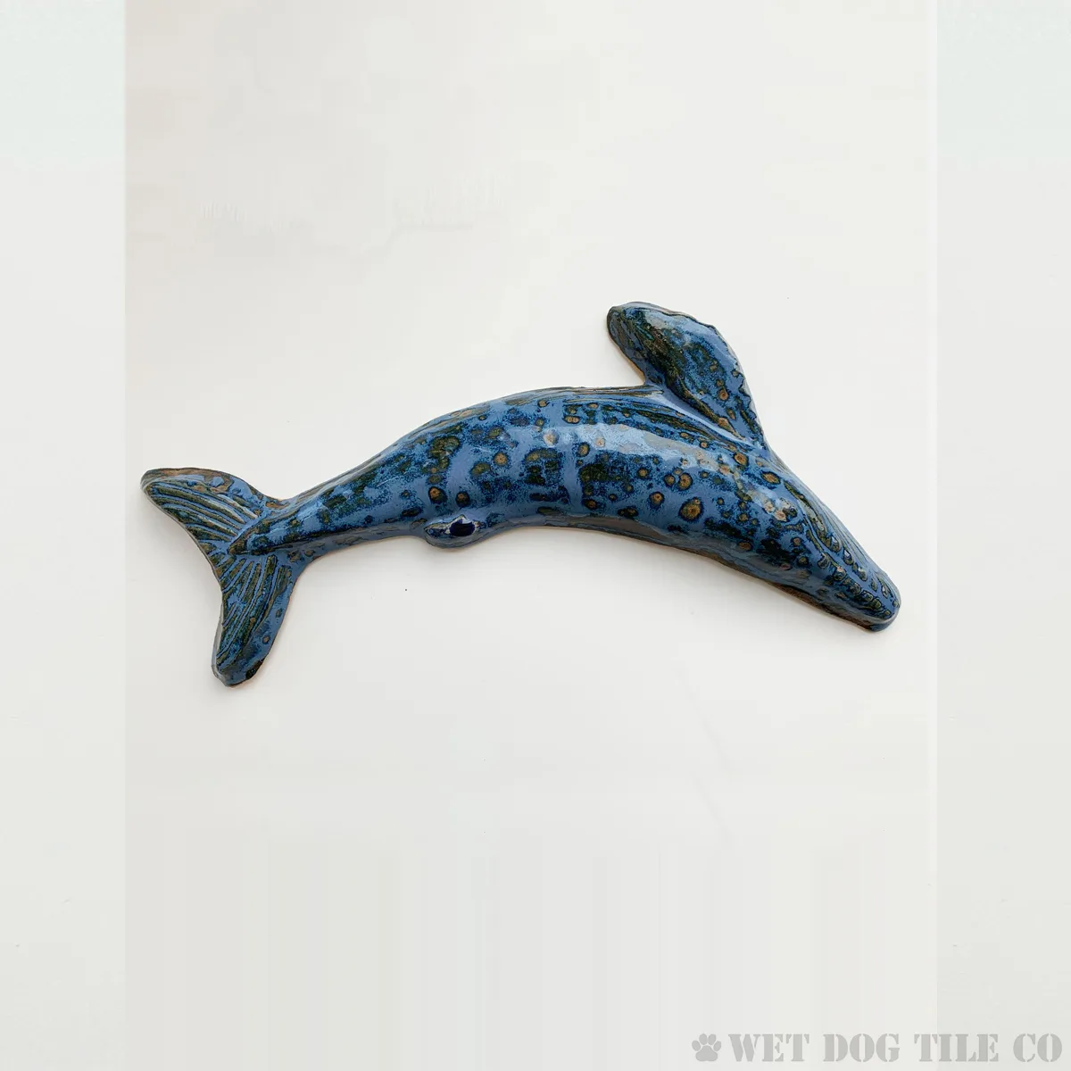 Whale - 11" Glazed Ceramic Tile 1 11 inch handmade glazed stoneware whale tile