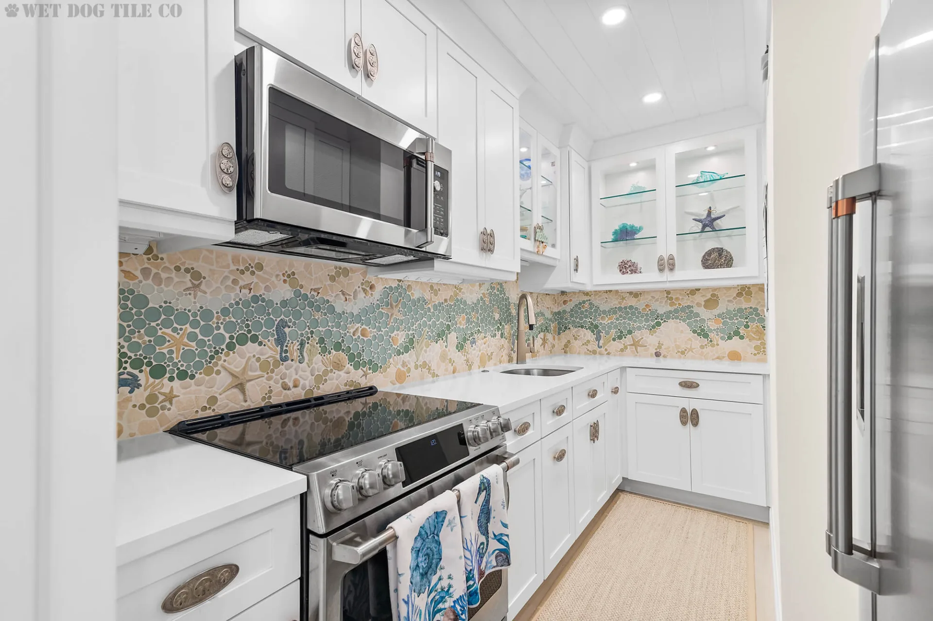 nautical mosaic backsplash tiles handmade kitchen tile