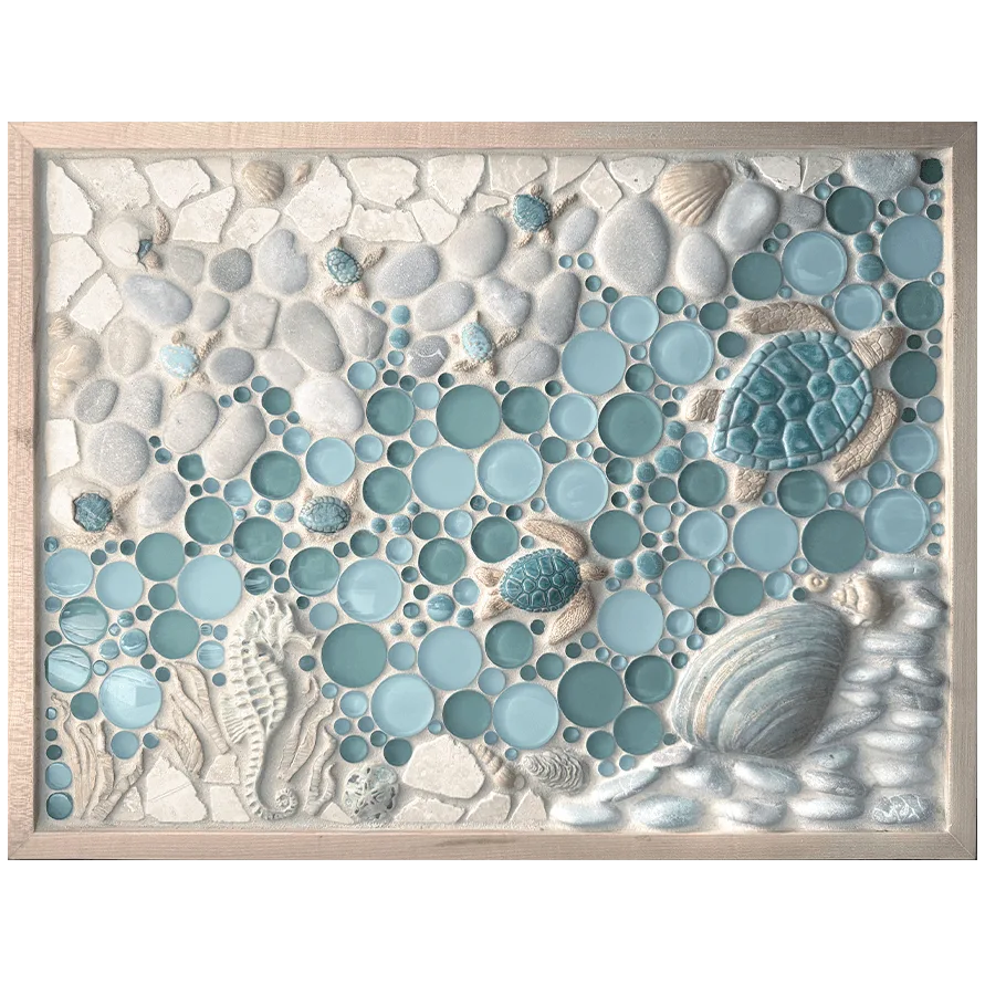 "Are We There Yet?" 18x24" Framed Tile Mosaic Mural 1 "Are We There Yet?" Handmade Grouted Mosaic Tile Mural