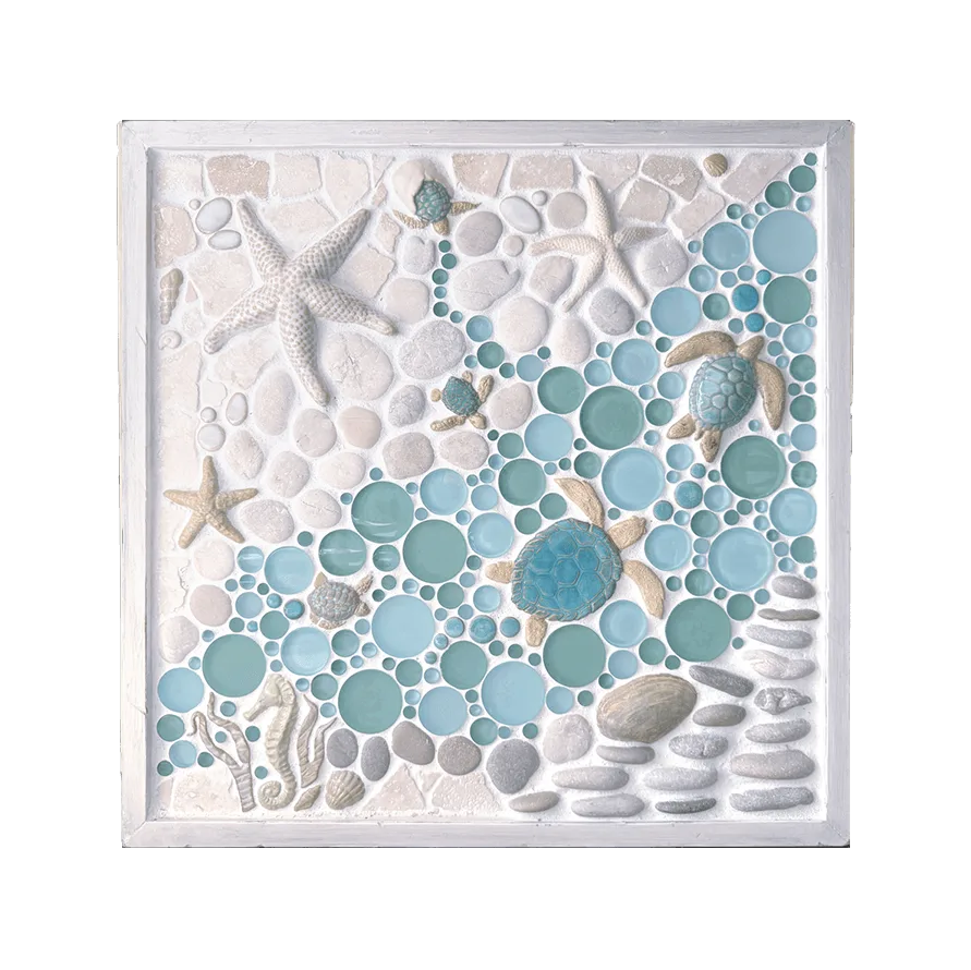 "Sand to Sea" Framed Tile Mosaic Mural 1 "Sand to Sea" Handmade Grouted Framed Handmade Mosaic Tile Mural