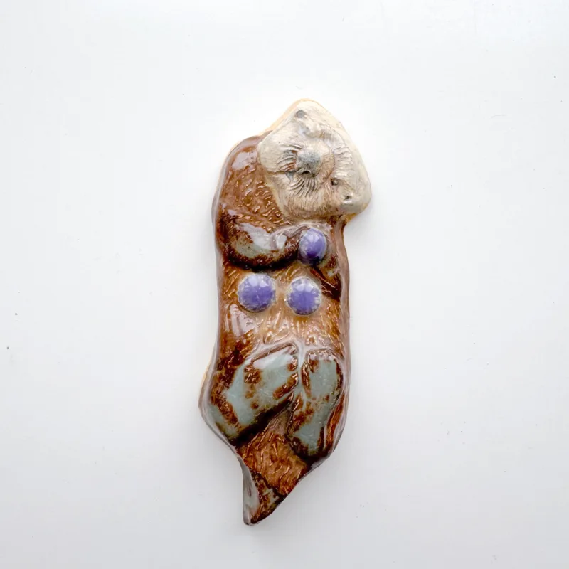 Sea Otter (Urchin Eater) - 5" Glazed Ceramic Tile